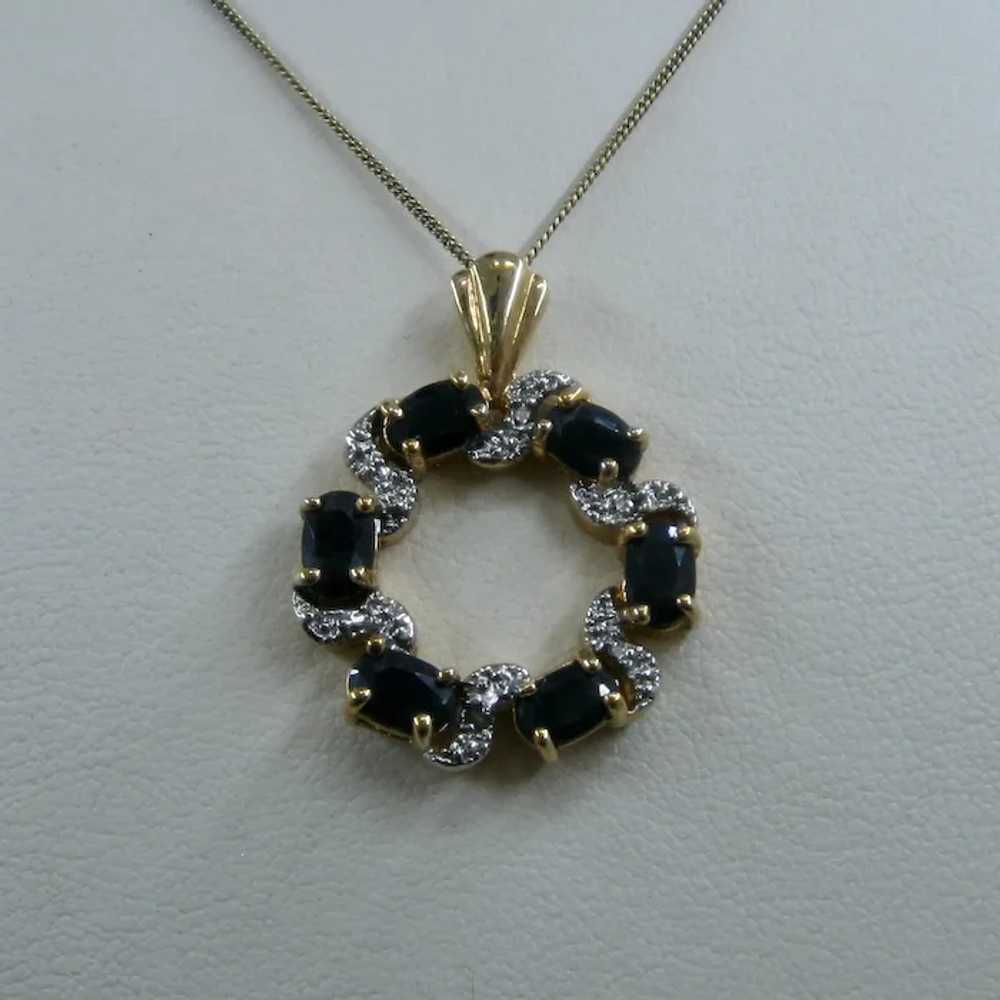 Sterling Vermeil Dark Blue Topaz Pendant Necklace… - image 6