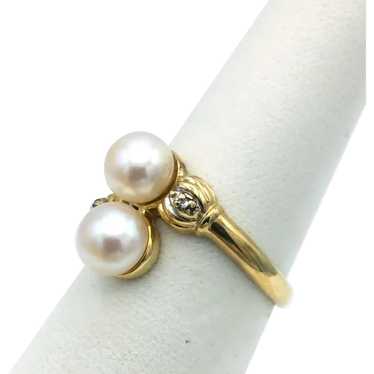 10K Pearl And Diamond Ring