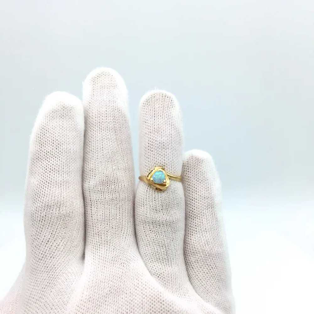 14K Lab Opal and Diamond ring - image 5