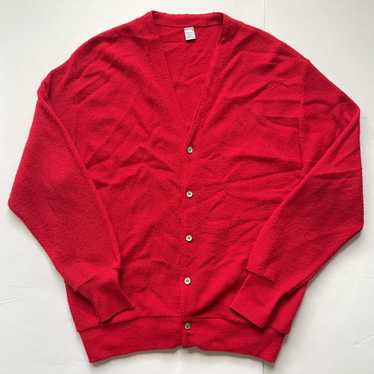 Cardigan × Vintage Vintage 1980s Red Acrylic Knit… - image 1