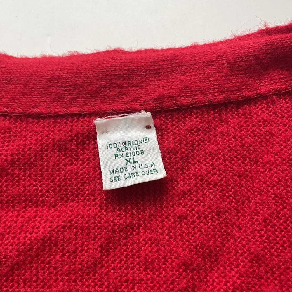 Cardigan × Vintage Vintage 1980s Red Acrylic Knit… - image 4