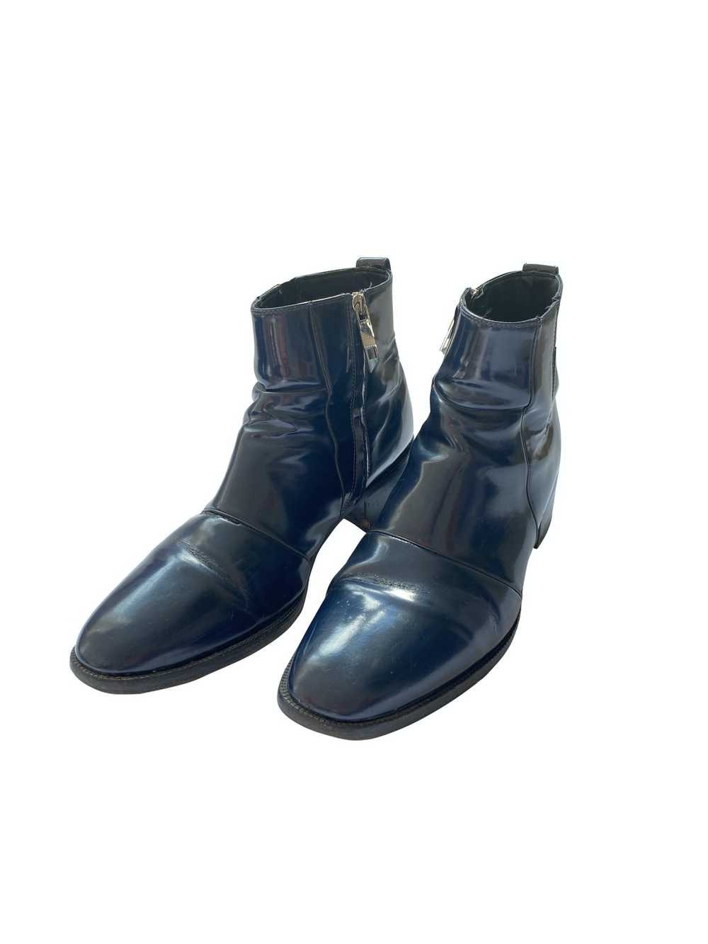 Dior × Hedi Slimane Dior Navy Leather Boots - image 1