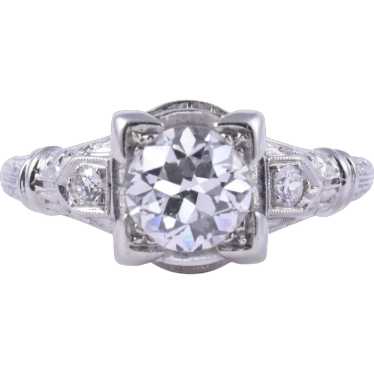 Art Deco .94 Carat Diamond Engagement Ring