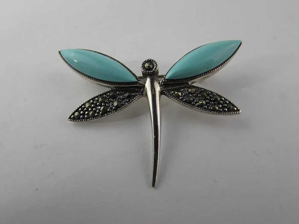 Sterling Silver Dragonfly in Faux Turquoise and M… - image 10