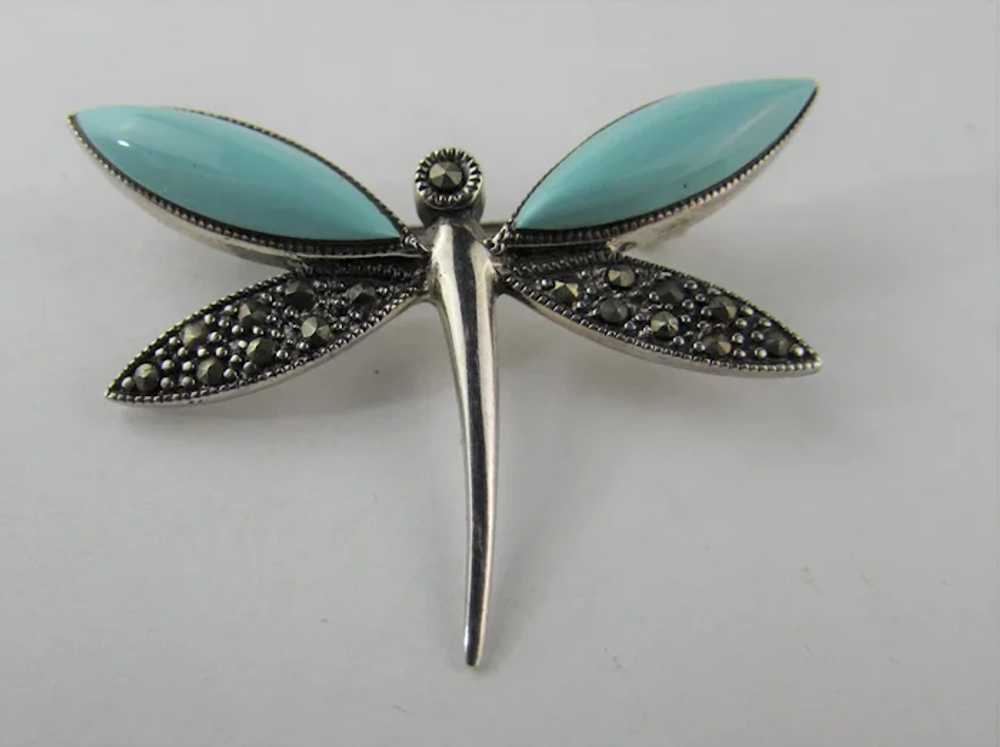 Sterling Silver Dragonfly in Faux Turquoise and M… - image 6