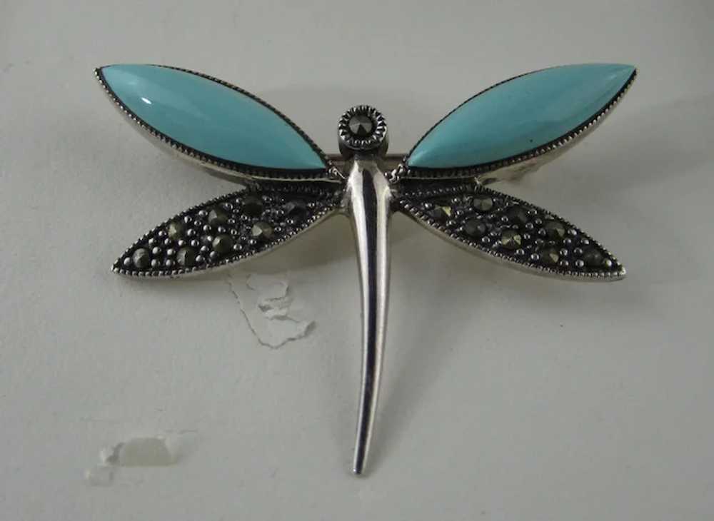 Sterling Silver Dragonfly in Faux Turquoise and M… - image 8