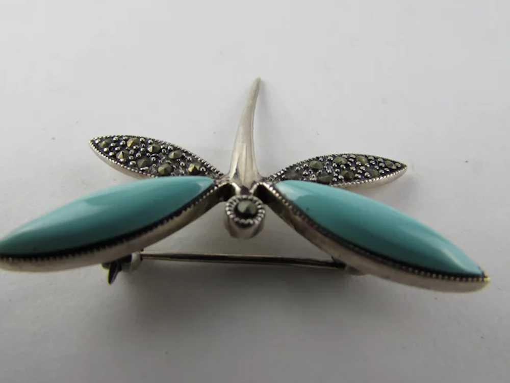 Sterling Silver Dragonfly in Faux Turquoise and M… - image 9