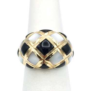 14K Kabana Mother of Pearl & Onyx Ring - image 1