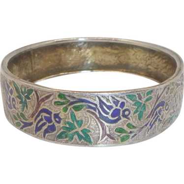 Vintage  East Indian Enameled Silver Bracelet - image 1