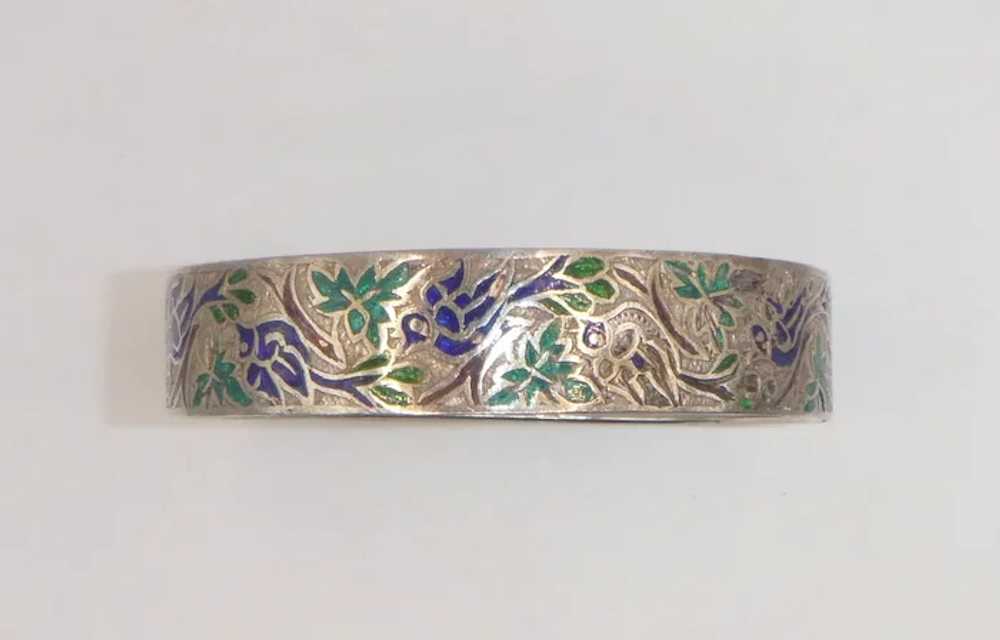 Vintage  East Indian Enameled Silver Bracelet - image 2