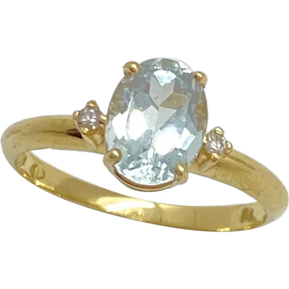 Aquamarine and Diamond Ring 1.17 Carat tw 14K Gold - image 1