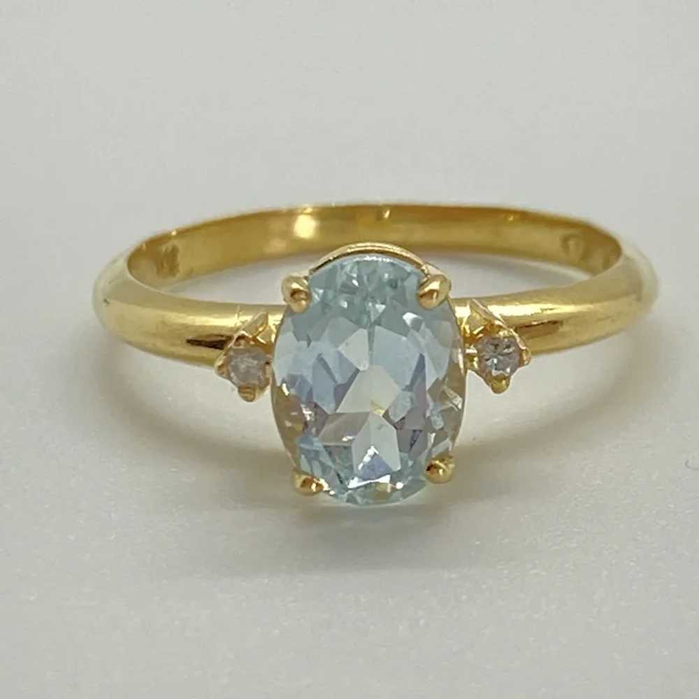 Aquamarine and Diamond Ring 1.17 Carat tw 14K Gold - image 2