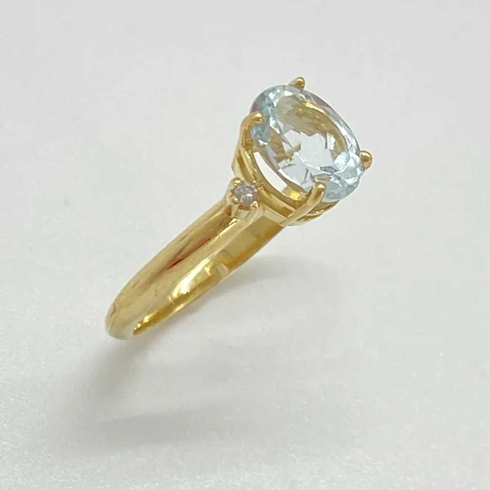 Aquamarine and Diamond Ring 1.17 Carat tw 14K Gold - image 3