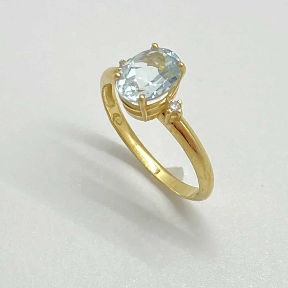 Aquamarine and Diamond Ring 1.17 Carat tw 14K Gold - image 4