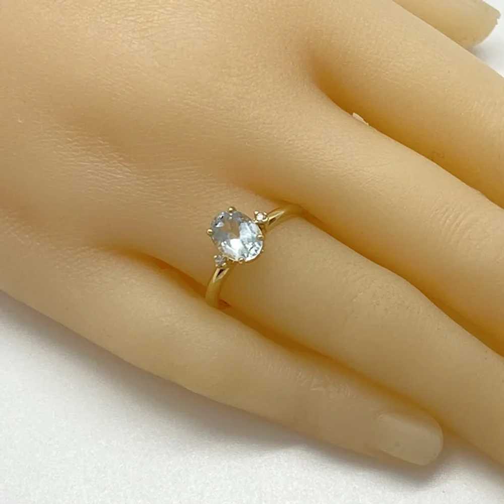 Aquamarine and Diamond Ring 1.17 Carat tw 14K Gold - image 5