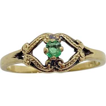 Petite Natural Emerald Ring .08 Carat 14K Gold