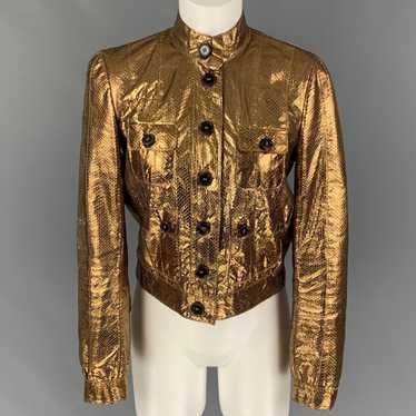 Mulberry Gold Leather Metallic Buttoned Jacket