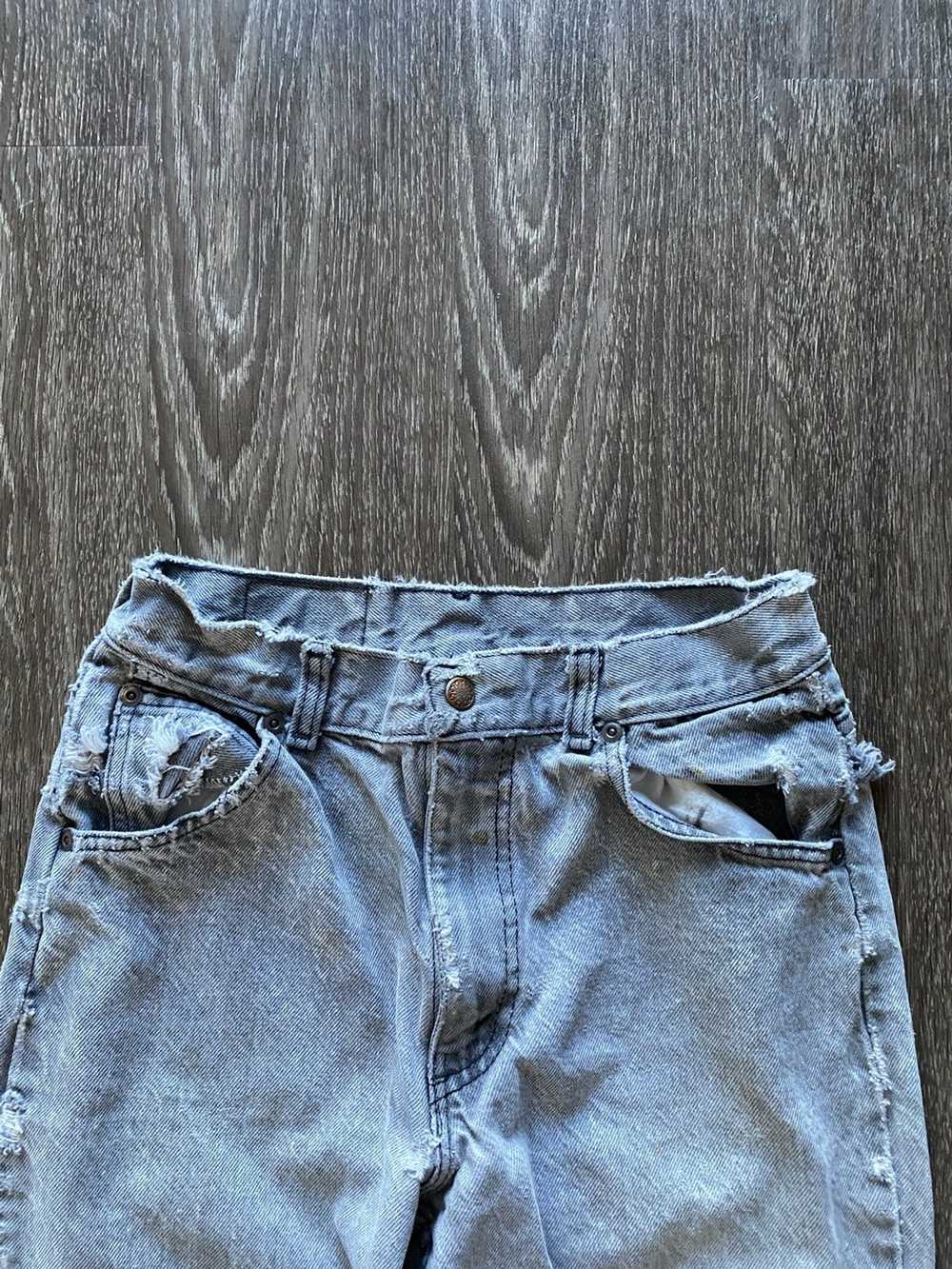 Vintage Vintage 80s 90s Stone Wash Gray Distresse… - image 4