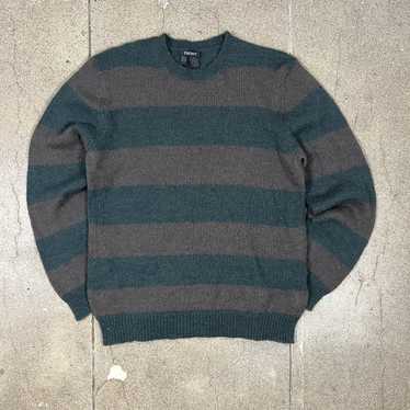 DKNY vintage DKNY Striped green and grey knit moh… - image 1