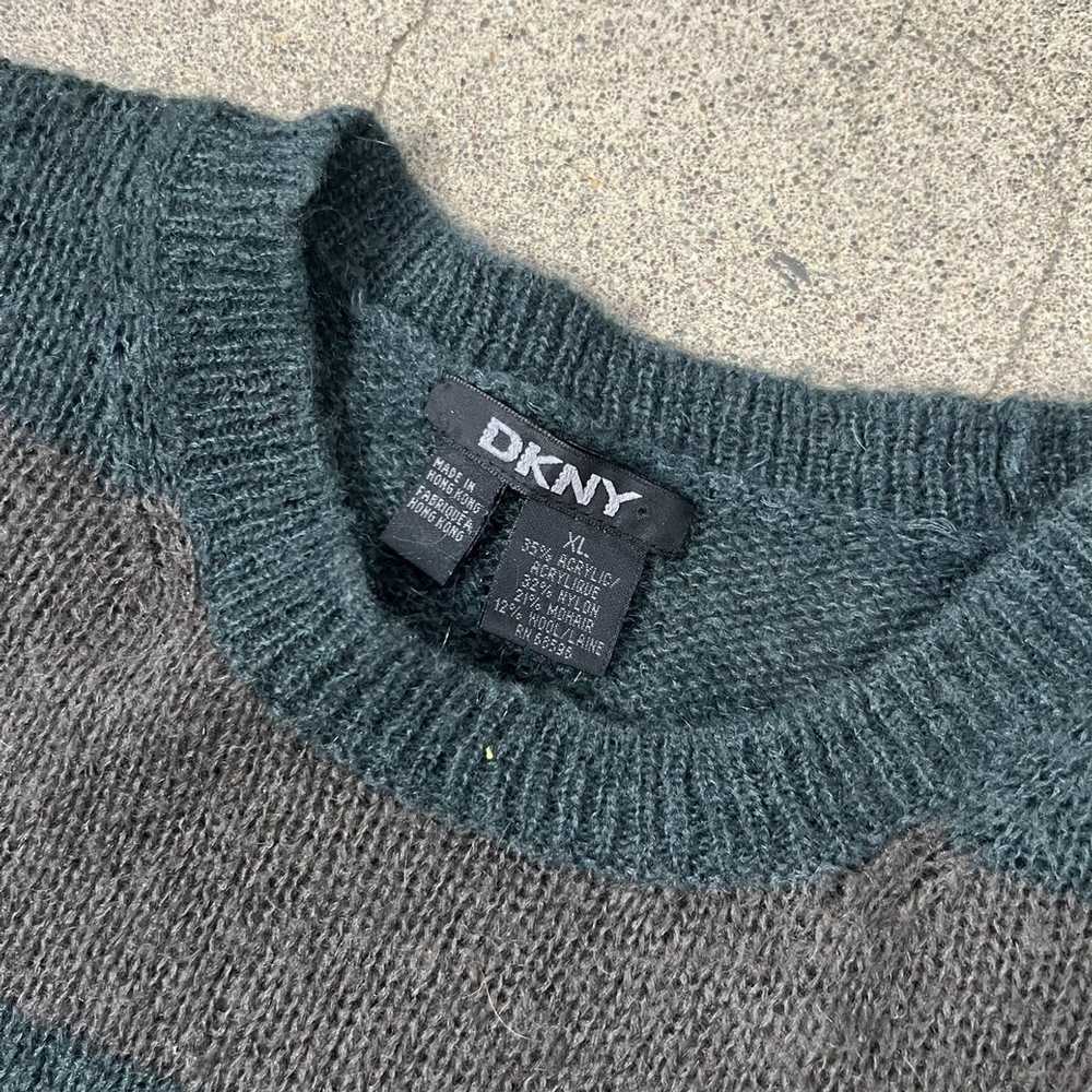 DKNY vintage DKNY Striped green and grey knit moh… - image 3