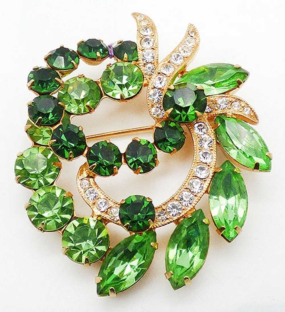 Eisenberg Ice Green Wreath Brooch Gem