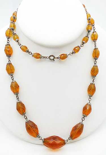 Golden Amber Crystal Beads Necklace - image 1