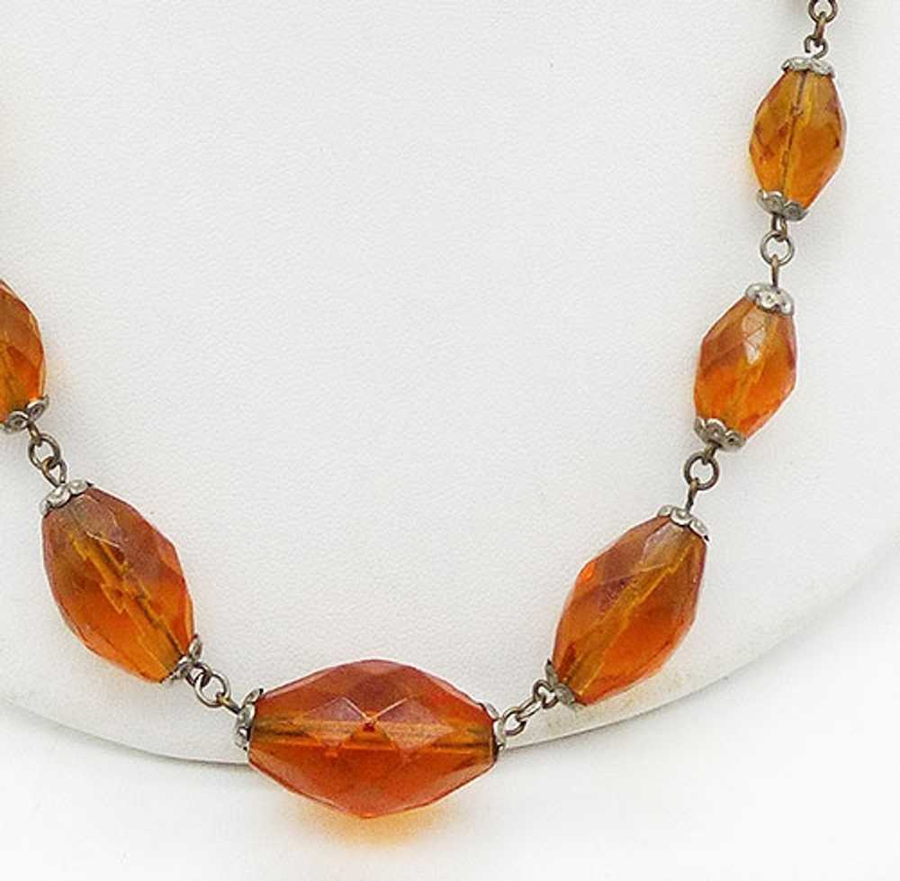 Golden Amber Crystal Beads Necklace - image 2
