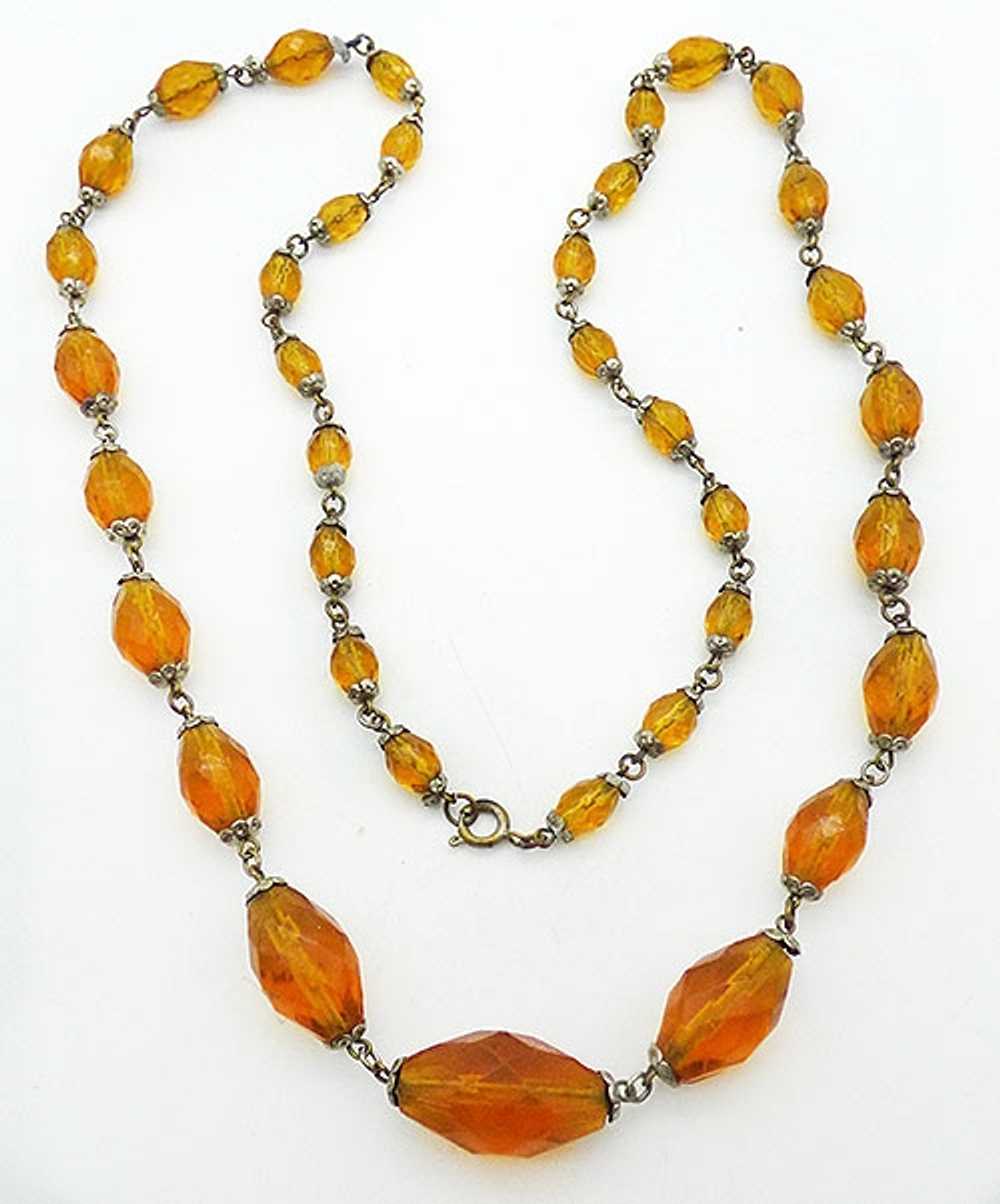 Golden Amber Crystal Beads Necklace - image 3