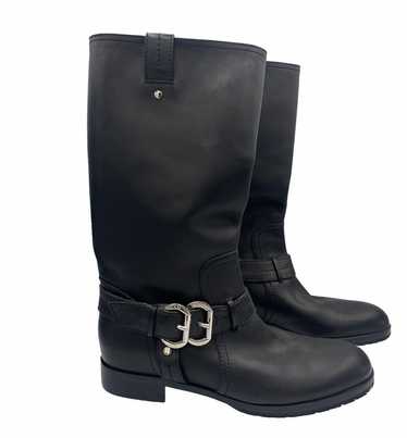 Dior Contemporary Black Leather Motorcycle Boots