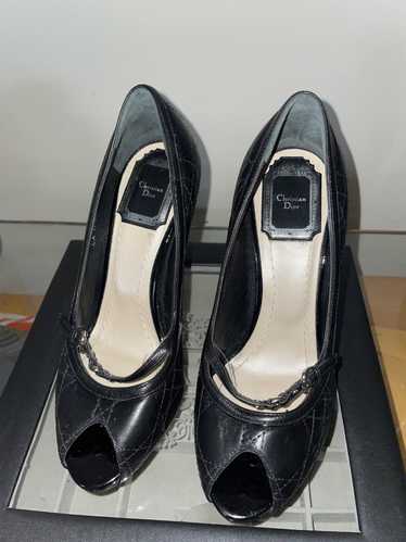 Dior Leather peep toe. Cannage buckle pump. - image 1