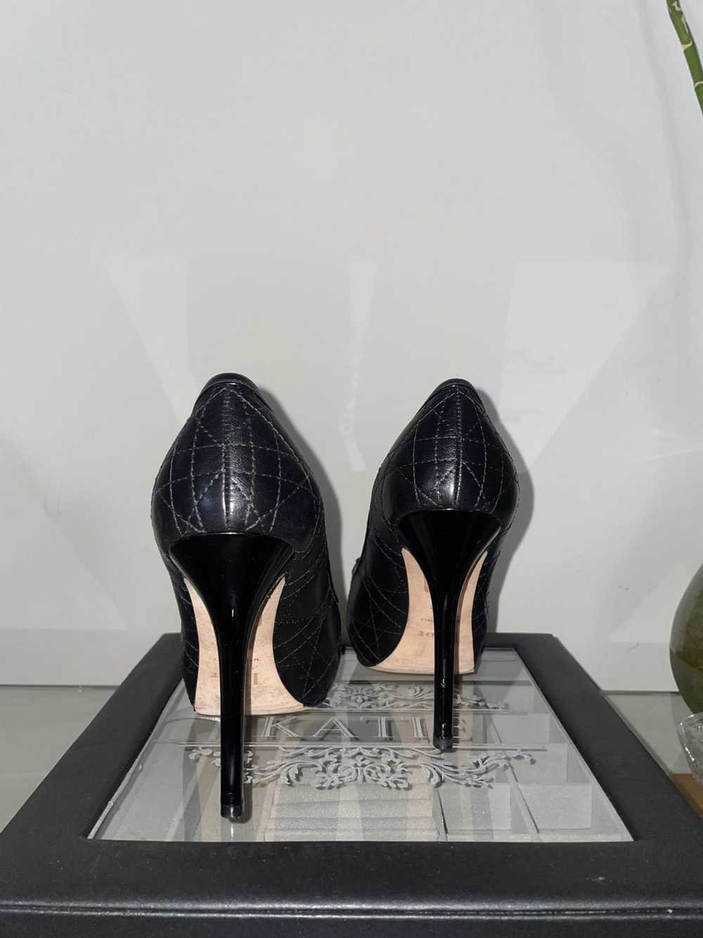 Dior Leather peep toe. Cannage buckle pump. - image 5