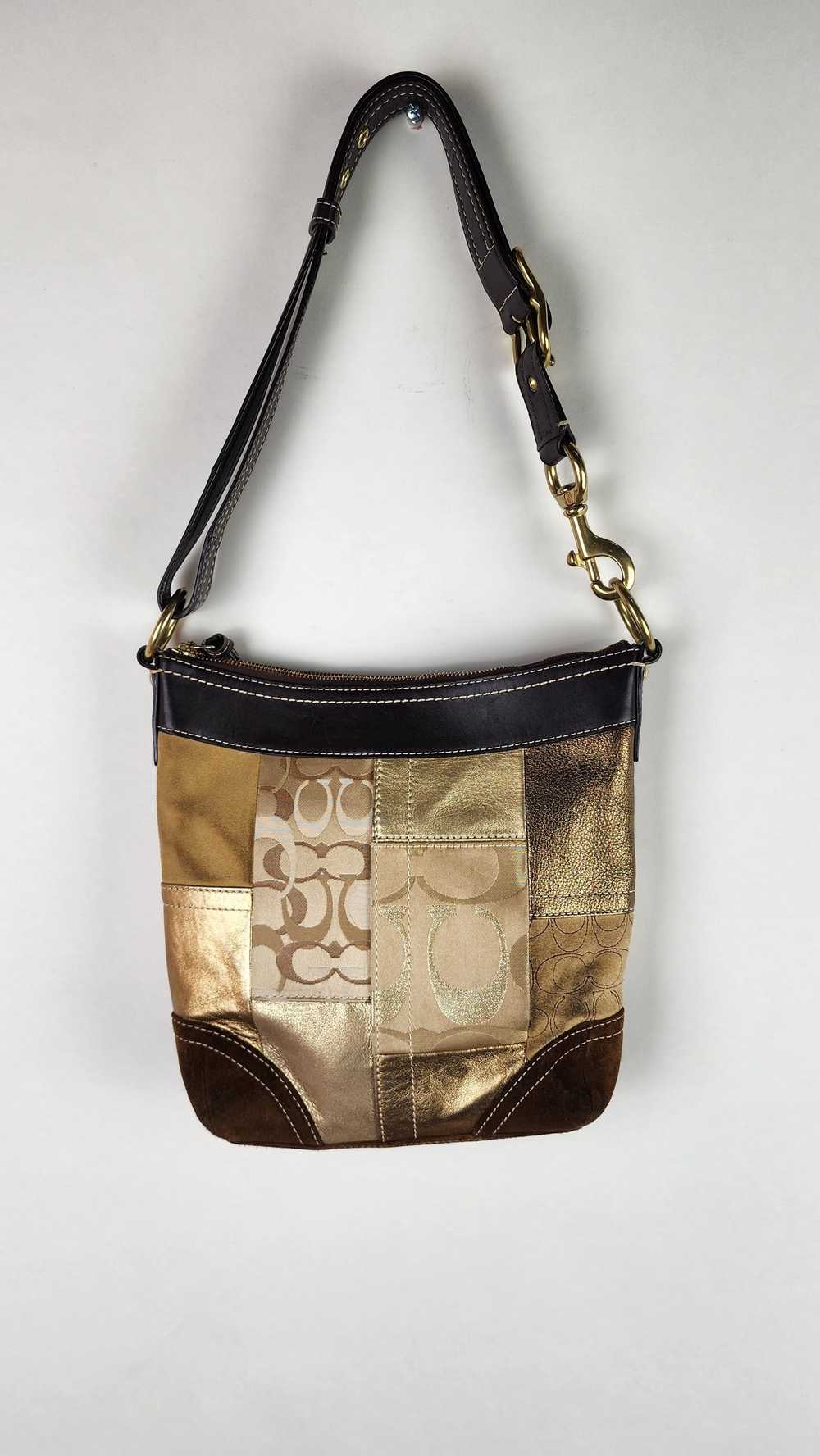 Coach Brown Gold Suede Leather Patchwork Coach Sh… - image 3