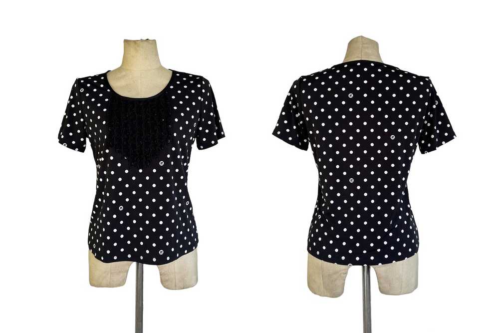 Courreges 90s COURRÈGES Black with White polkadot… - image 8
