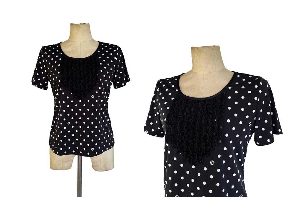 Courreges 90s COURRÈGES Black with White polkadot… - image 9