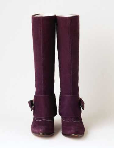 Anna Sui Anna Sui Purple Suede Leather Long Boots - image 1