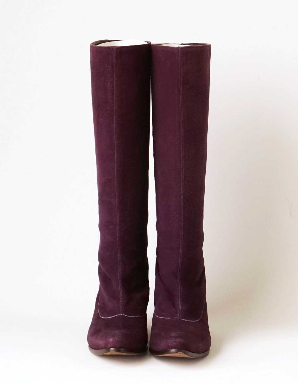 Anna Sui Anna Sui Purple Suede Leather Long Boots - image 3