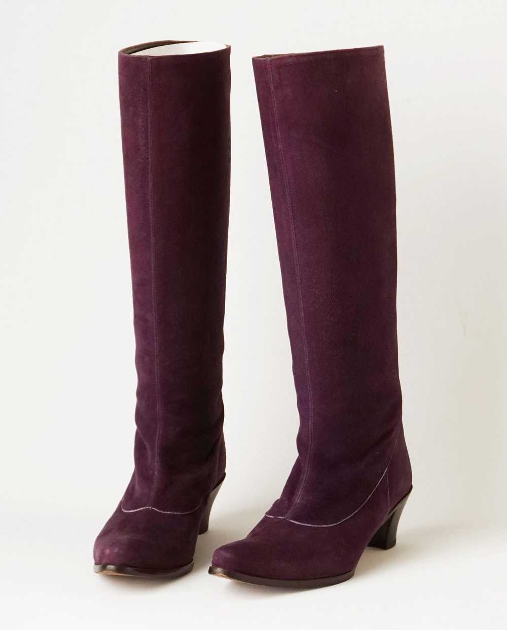 Anna Sui Anna Sui Purple Suede Leather Long Boots - image 4