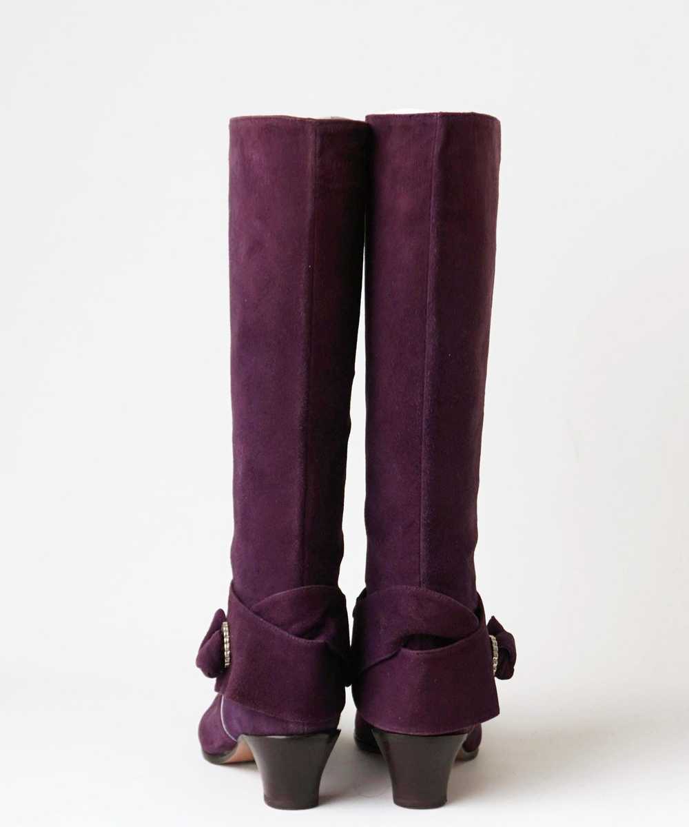 Anna Sui Anna Sui Purple Suede Leather Long Boots - image 7