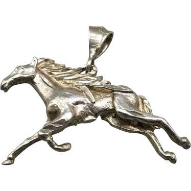 VINTAGE Sterling Large Horse Pendant  2 Inches Wi… - image 1