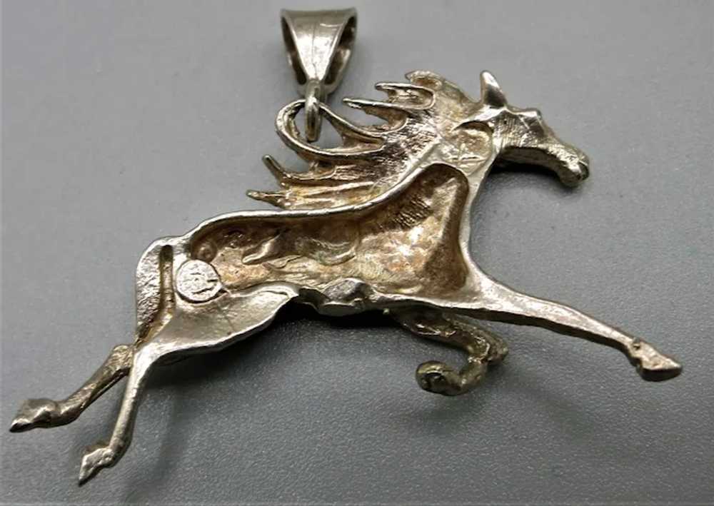 VINTAGE Sterling Large Horse Pendant  2 Inches Wi… - image 3