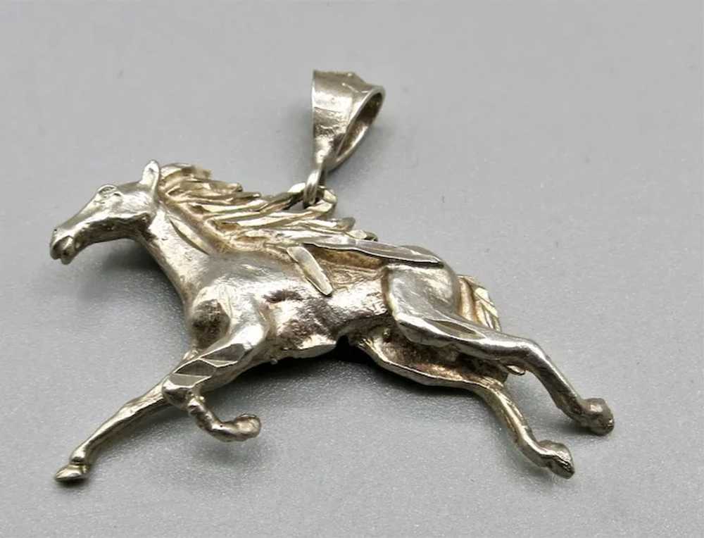 VINTAGE Sterling Large Horse Pendant  2 Inches Wi… - image 5