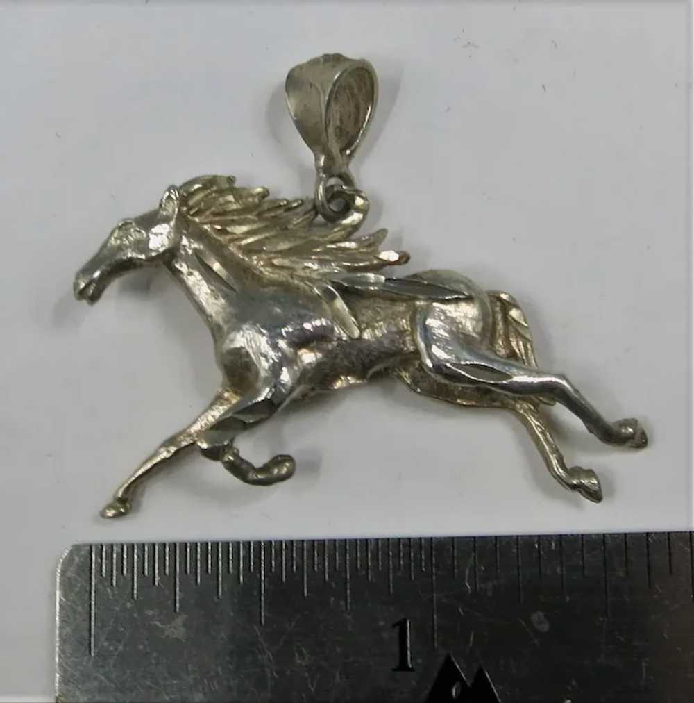 VINTAGE Sterling Large Horse Pendant  2 Inches Wi… - image 8