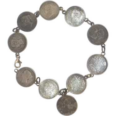 Antique Canadian Silver Coin Bracelet - image 1