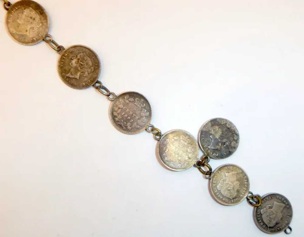 Antique Canadian Silver Coin Bracelet - image 2