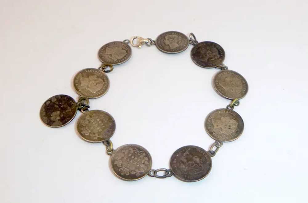 Antique Canadian Silver Coin Bracelet - image 5