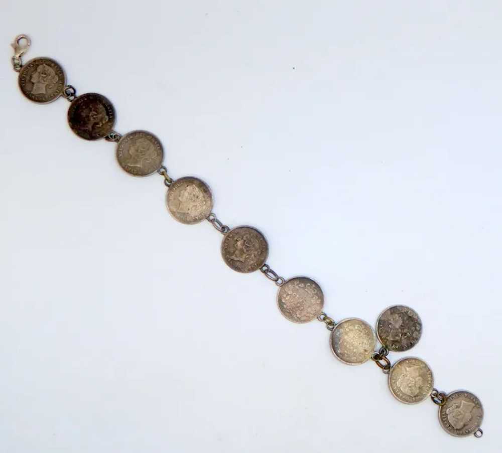 Antique Canadian Silver Coin Bracelet - image 6