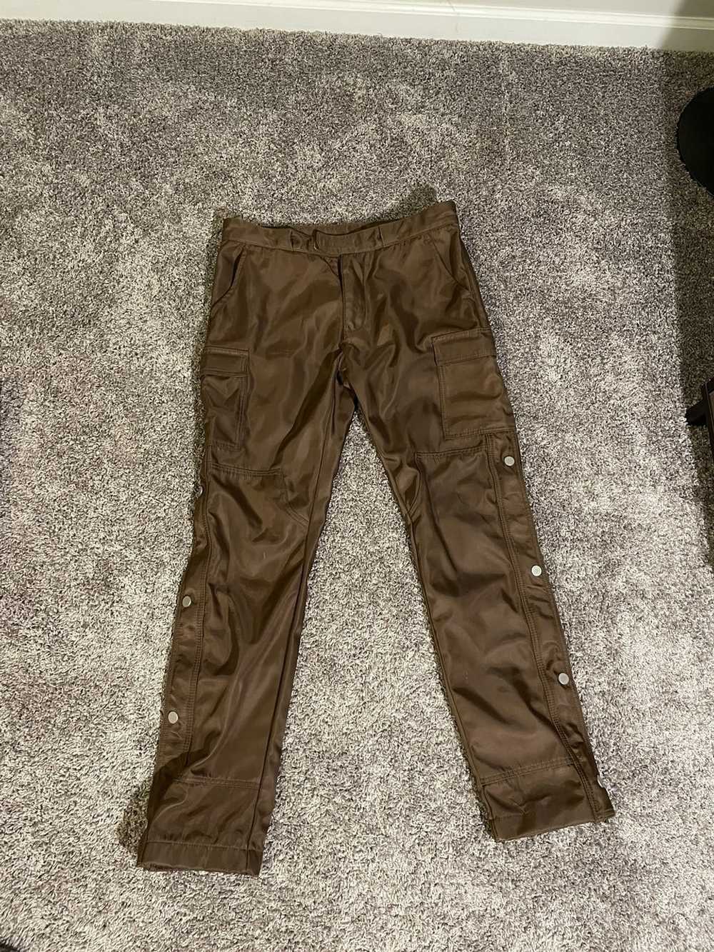 MNML Brown minimal snap zipper pants - image 1