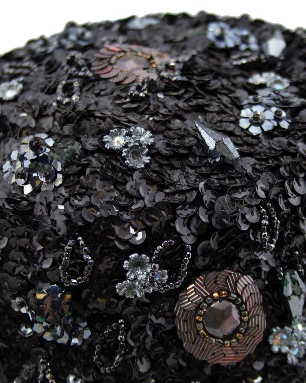 Schiaparelli Black Sequin & Beaded Evening Hat - image 4