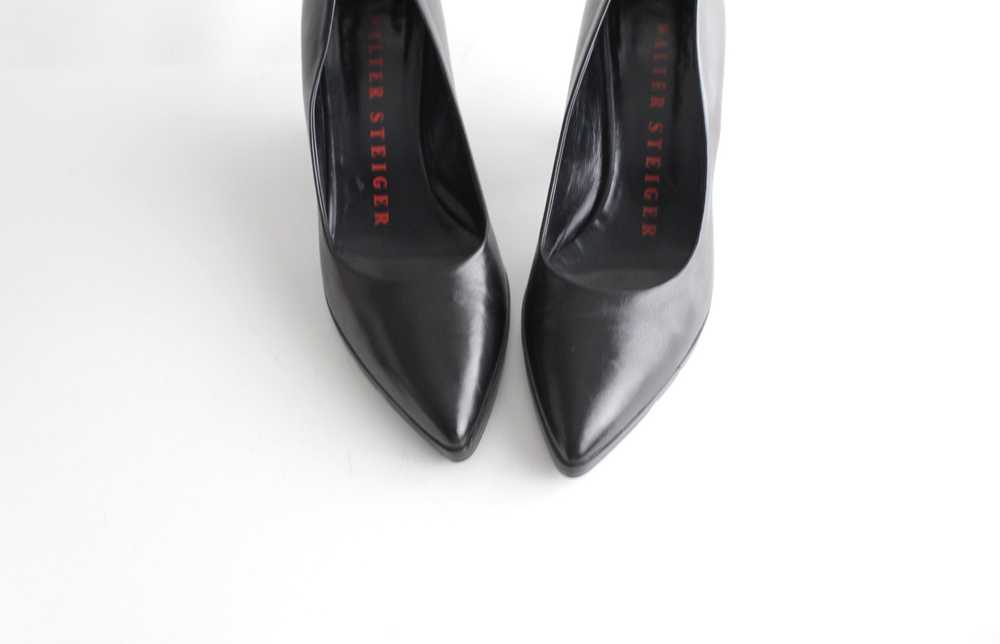 Vintage Walter Steiger Black Leather Pointed Toe … - image 3