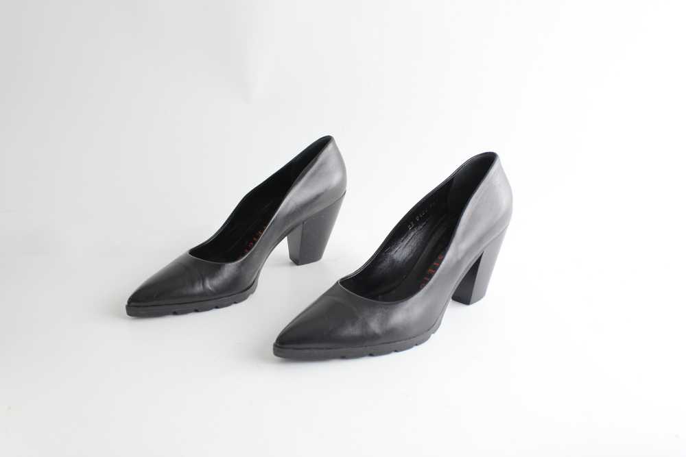 Vintage Walter Steiger Black Leather Pointed Toe … - image 5